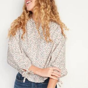 Oversized Ditsy Floral Corduroy Blouse - Old Navy